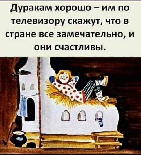 дуракам хорошо им по телевизору скажут что в стране все замечательно и они счастливы