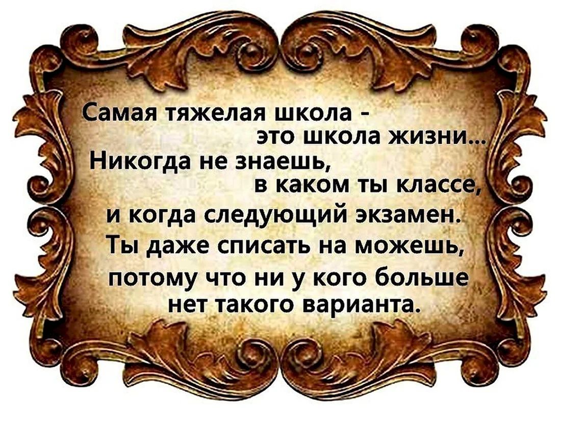 ЗМЗЯ тяжелая школа это школа ЖИЗНИ Никогда не знаешь в каком ты классе и когда следующий экзамен Ты даже списать на можешь потому что ни у кого больше нет такого варианта