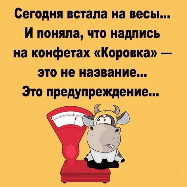 Сегодня встала на весы... И поняла, что надпись на конфетах «Коровка» — это не название... Это предупреждение...
