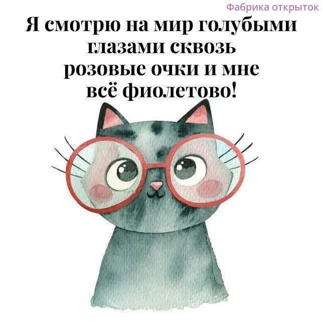 Я смотрю на мир голубыми глазами сквозь розовые очки и мне всё фиолетово!