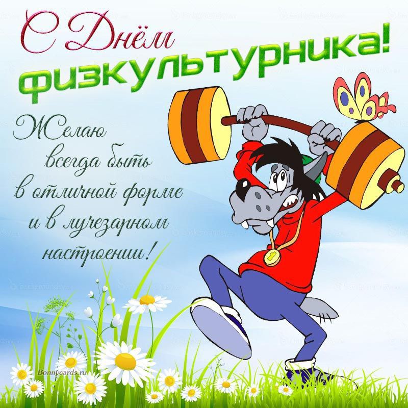 С Днём физкультурника! Желаю всегда быть в отличной форме и в чудесном настроении!!