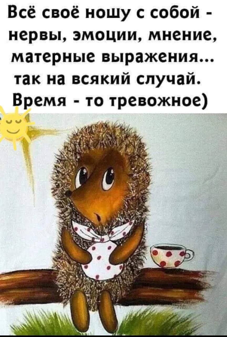 Всё своё ношу с собой - нервы, эмоции, мнение, матерные выражения... так на всякий случай. Время - то тревожное)