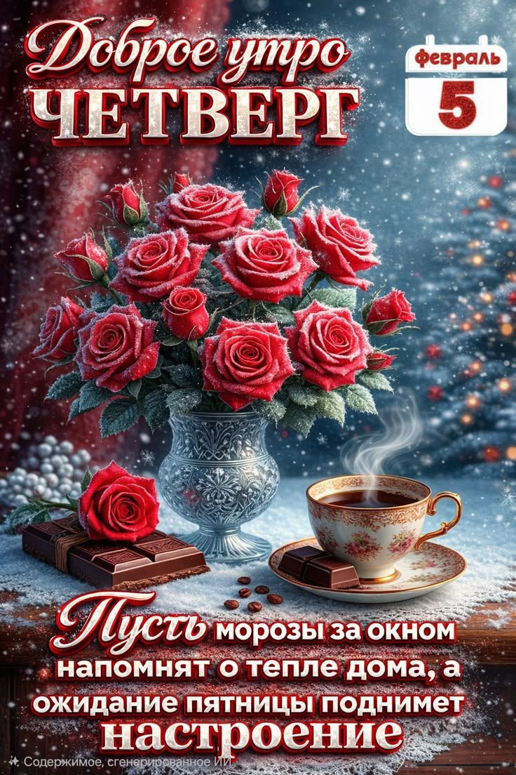 Доброе утро ЧЕТВЕРГ (февраль 5). Пусть морозы за окном напомнят о тепле дома, а ожидание пятницы поднимет настроение.