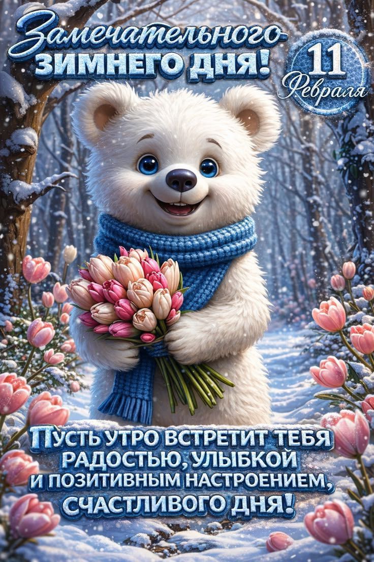 Замечательного зимнего дня! 11 февраля Пусть утро встретит тебя радостью, улыбкой и позитивным настроением, счастливого дня!