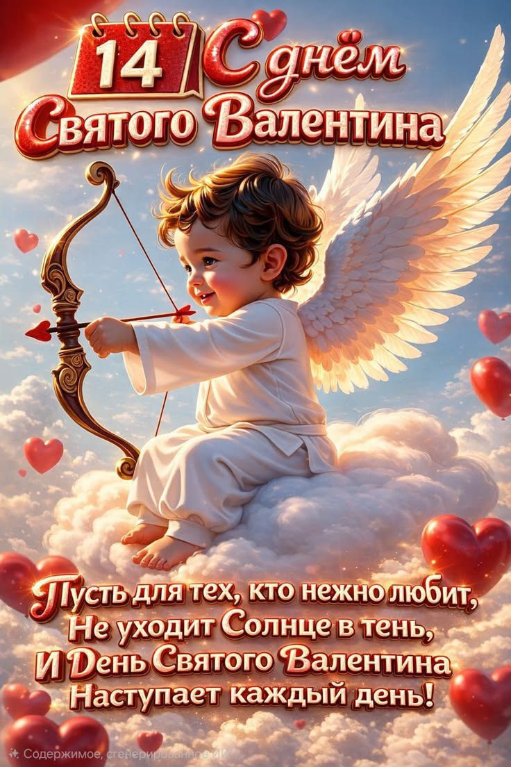 14 С днём Святого Валентина Пусть для тех, кто нежно любит, Не уходит Солнце в тень, И День Святого Валентина Наступает каждый день!