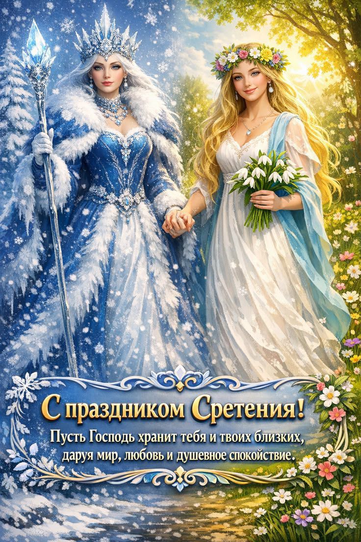 С праздником Сретения! Пусть Господь хранит тебя и твоих близких, даруя мир, любовь и душевное спокойствие.