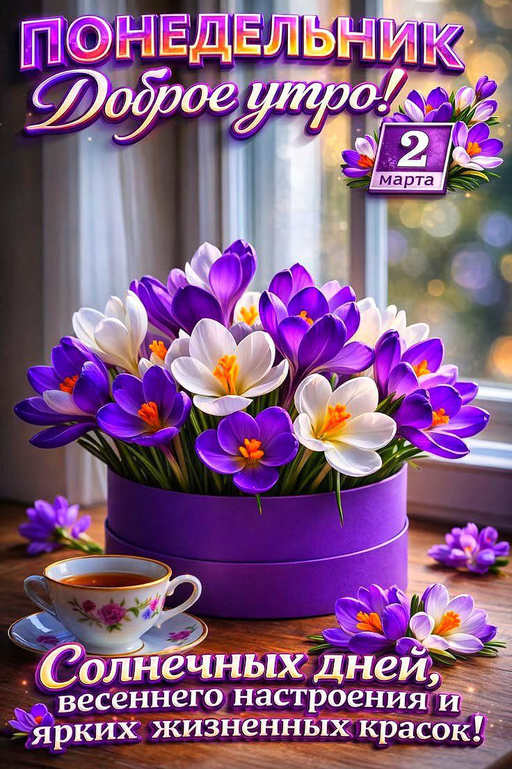 ПОНЕДЕЛЬНИК Доброе утро! 2 марта Солнечных дней, весеннего настроения и ярких жизненных красок!