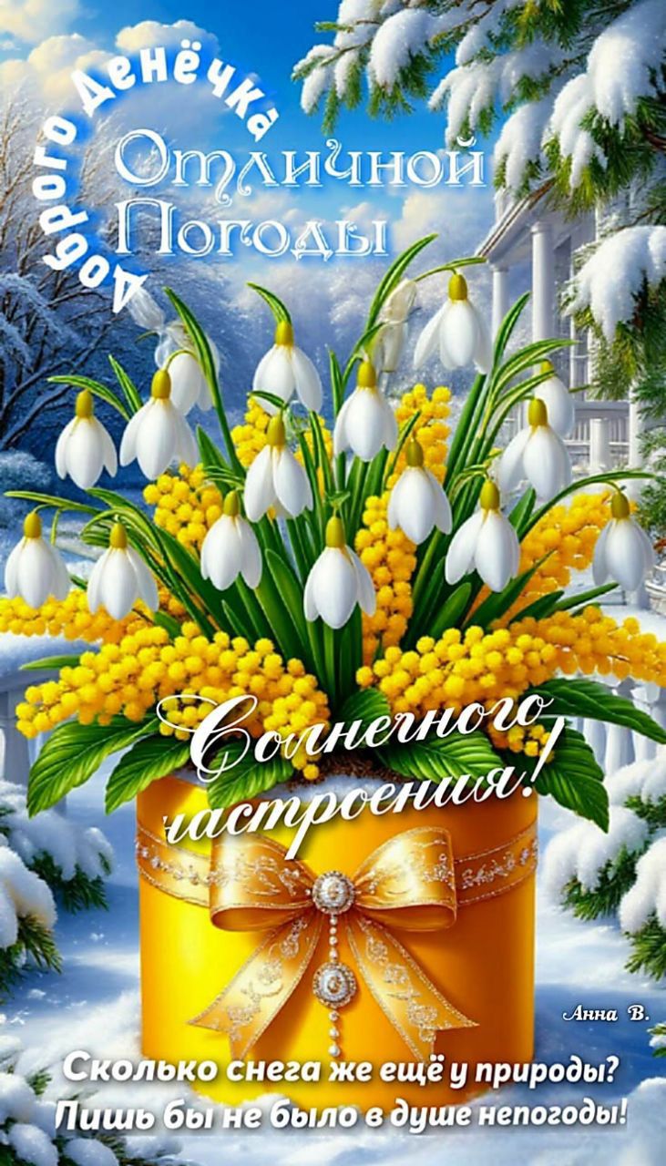 Отличной погодЫ. Солнечного настроения! Сколько снега же ещё у природы? Лишь бы не было в душе непогоды! Анна В.