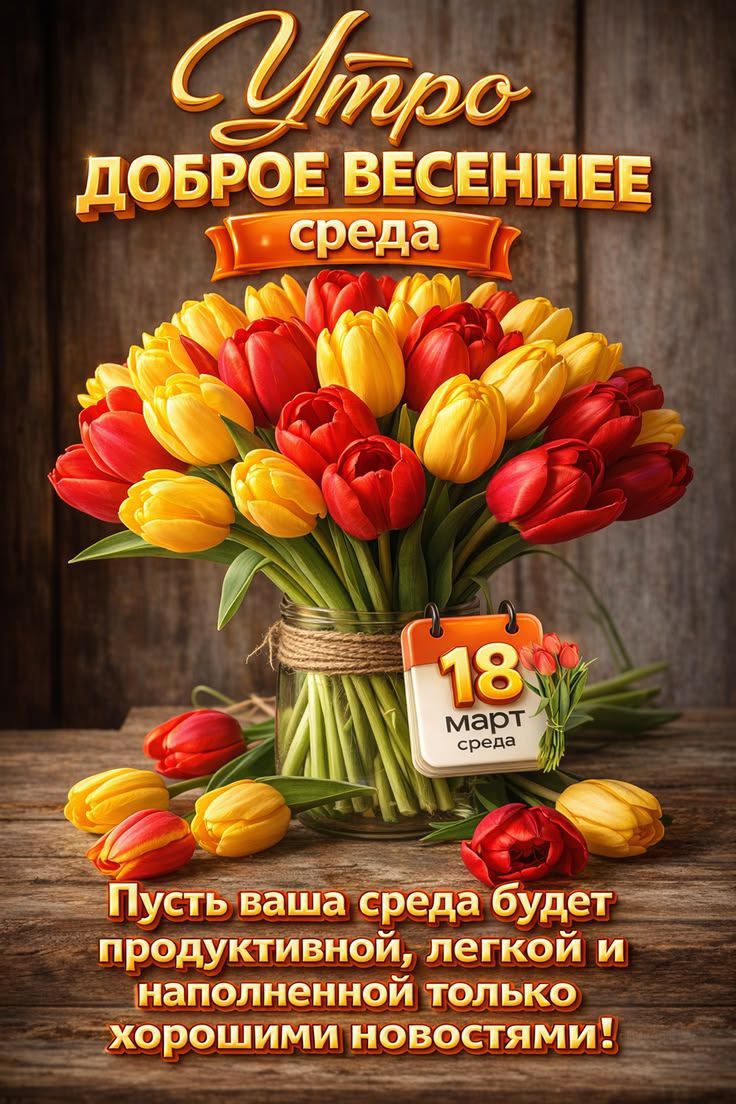 Утро Доброе Весеннее среда 18 март среда Пусть ваша среда будет продуктивной, легкой и наполненной только хорошими новостями!
