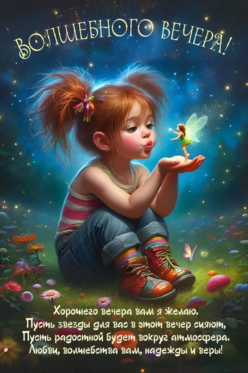 ВОЛШЕБНОГО ВЕЧЕРА! Хорошего вечера вам я желаю. Пусть звезды для вас в этом вечер сияют, Пусть радостной будет вокруг атмосфера. Любви, волшебства вам, надежды и веры!