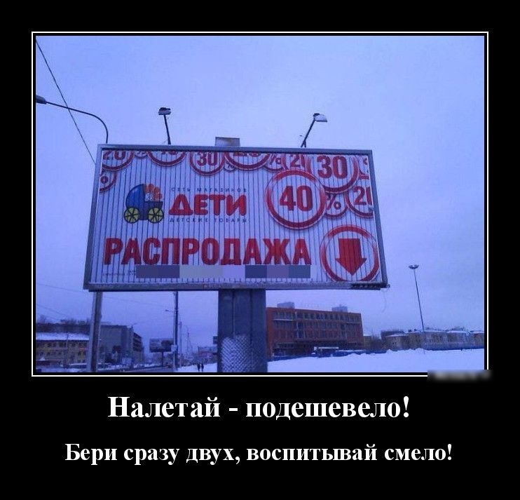 Налетай подешевело Бери сразу Двух воспитывай смело