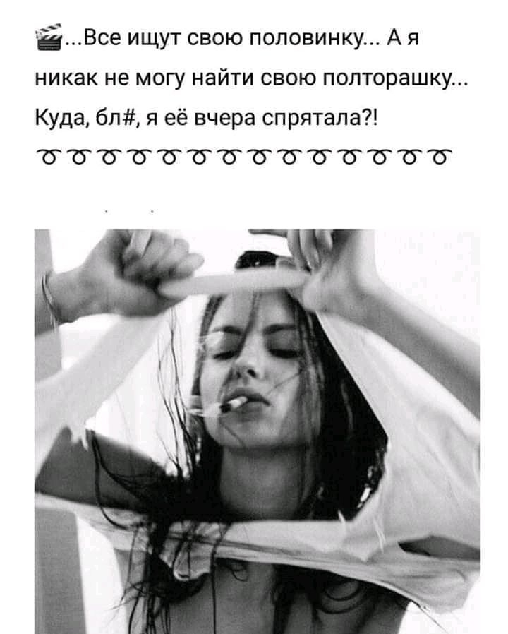 ЁВсе ищут свою половинку А я никак не могу найти свою полторашку Куда бл я её вчера спрятала бб5ббббббббббб