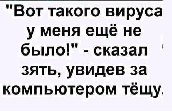 Вот такого вируса у меня ещё не было сказал зять увидев за компьютером тёщу