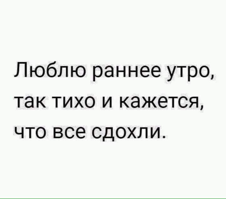 Люблю раннее утро так тихо и кажется что все сдохли