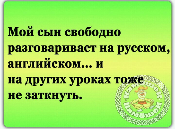 Мой сын свободно разговаривает на русском английском и на других уроках _ не заткнуть 7