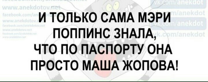 И ТОЛЬКО САМА МЭРИ ПОППИНС ЗНАЛА ЧТО ПО ПАСПОРТУ ОНА ПРОСТО МАША ЖОПОВА