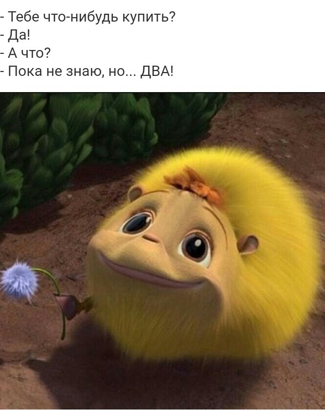Тебе что нибудь купить Да А что Пока не знаю но ДВА