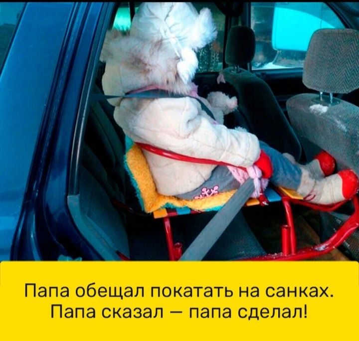 Папа обещал покатать на санках Папа сказал папа сделал