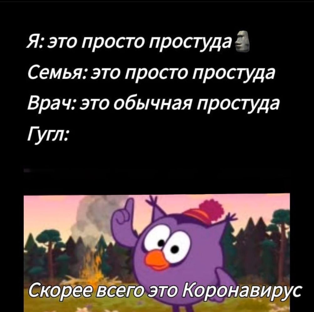 Я это просто простуда Семья это просто проспда Вра ч это обычная проспда Гугл