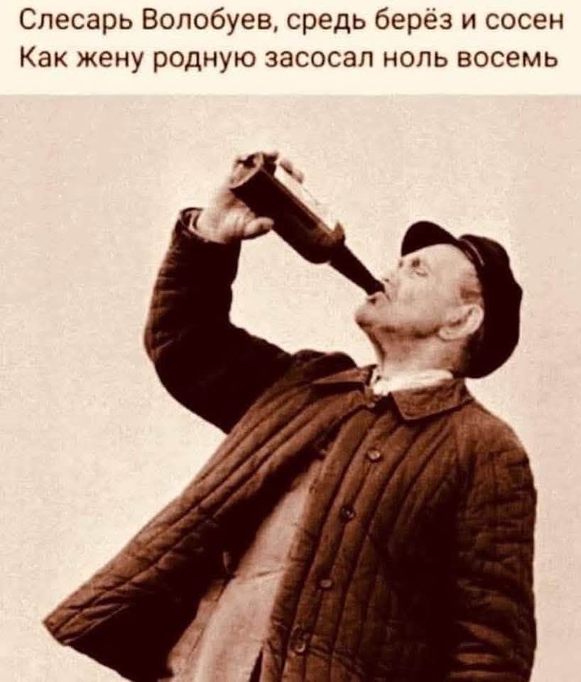 Слесарь Волобьев, среди берёз и сосен Как жену родную засосал ноль восемь