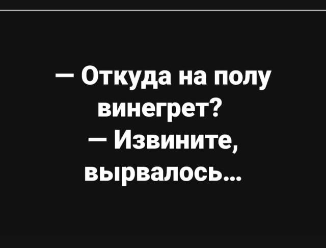 Откуда на полу винегрет Извините вырвалось
