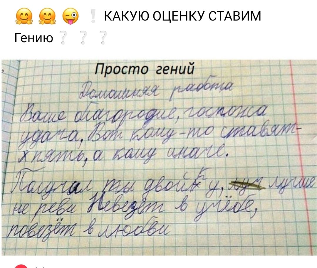 ш и КАКУЮОЦЕНКУ СТАБИМ Гению Просто гений