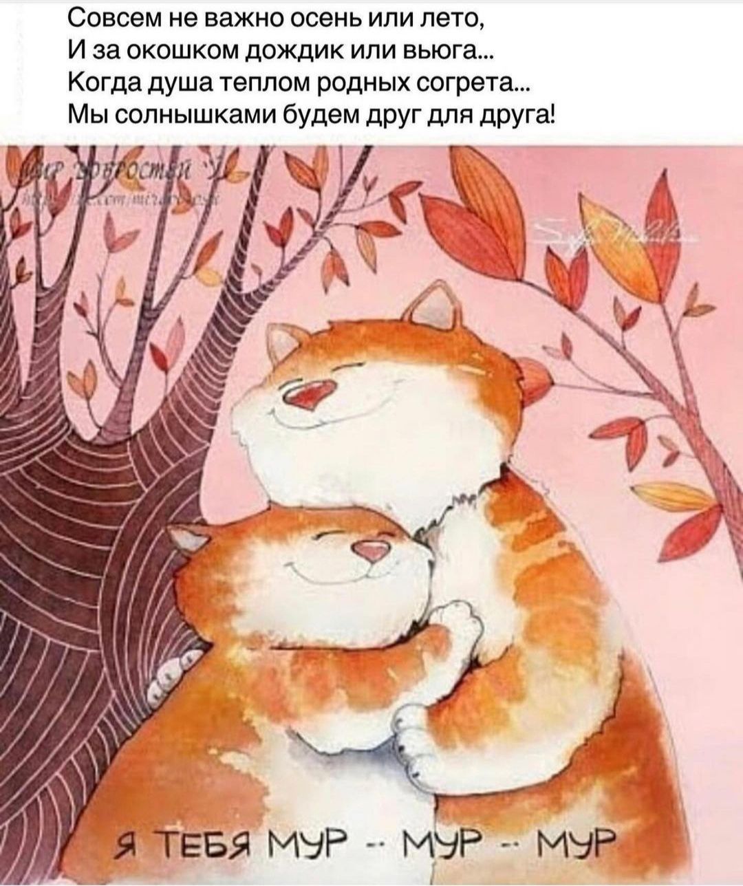 Совсем не важно осень или лето И за окошком дождик или вьюга Когда душа теплом родных согрета Мы солнышками будем дРУГ для дРУга