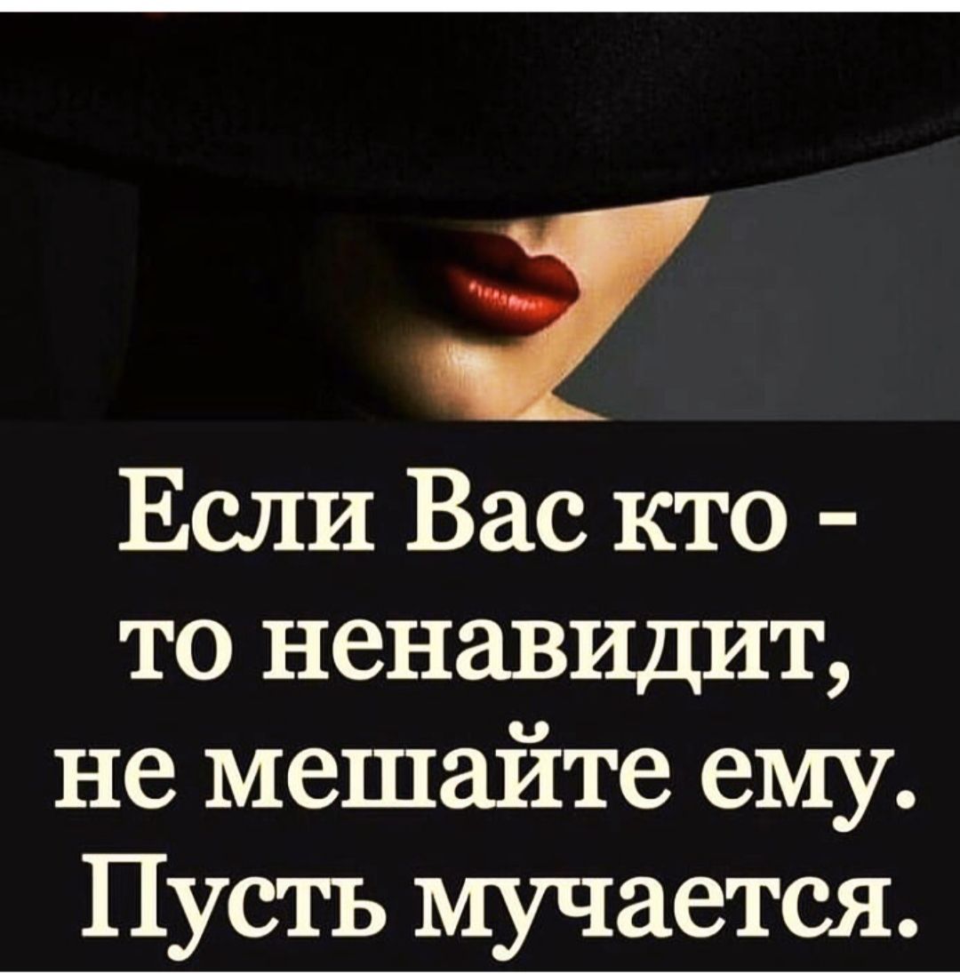 Если Вас кто то ненавидит не мешайте ему Пусть мучается