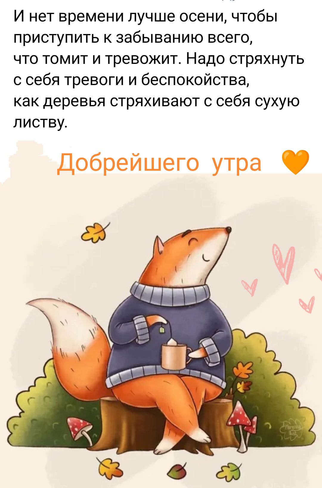 И нет времени лучше осени чтобы приступить к забыванию всего ЧТО ТОМИТ И тревожит Надо СТрЯХНУТЬ с себя тревоги и беспокойства как деревья стряхивают с себя сухую п иству