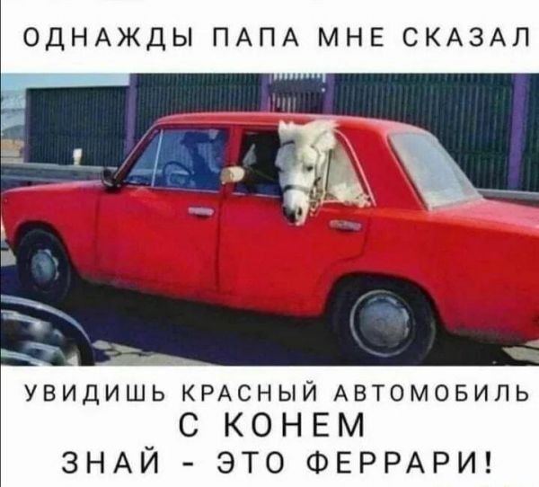 ОДНАЖДЫ ПАПА МНЕ СКАЗАЛ УВИДИШЬ КРАСНЫЙ АВТОМОБИЛЬ с КОНЕМ ЗНАЙ это ФЕРРАРИ