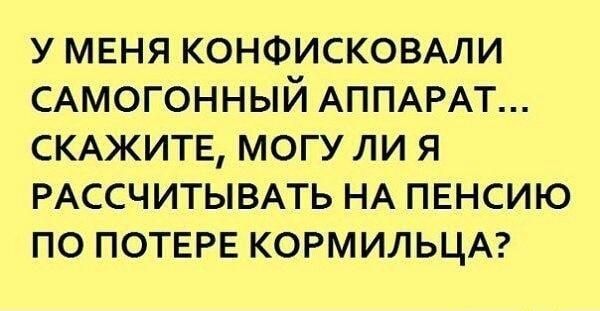 У МЕНЯ КОНФИСКОВАЛИ САМОГОННЫЙ АППАРАТ СКАЖИТЕ МОГУ ЛИ Я РАССЧИТЫВАТЬ НА ПЕНСИЮ ПО ПОТЕРЕ КОРМИЛЬЦА