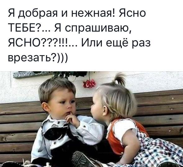 Я добрая и нежная Ясно ТЕБЕ Я спрашиваю ЯСНО Или ещё раз врезать