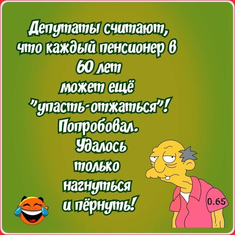 депутаты считают что каждый пенсионер 6 60 лет может ещё упастьотжаться Попробобал Удалось только нагнуться и