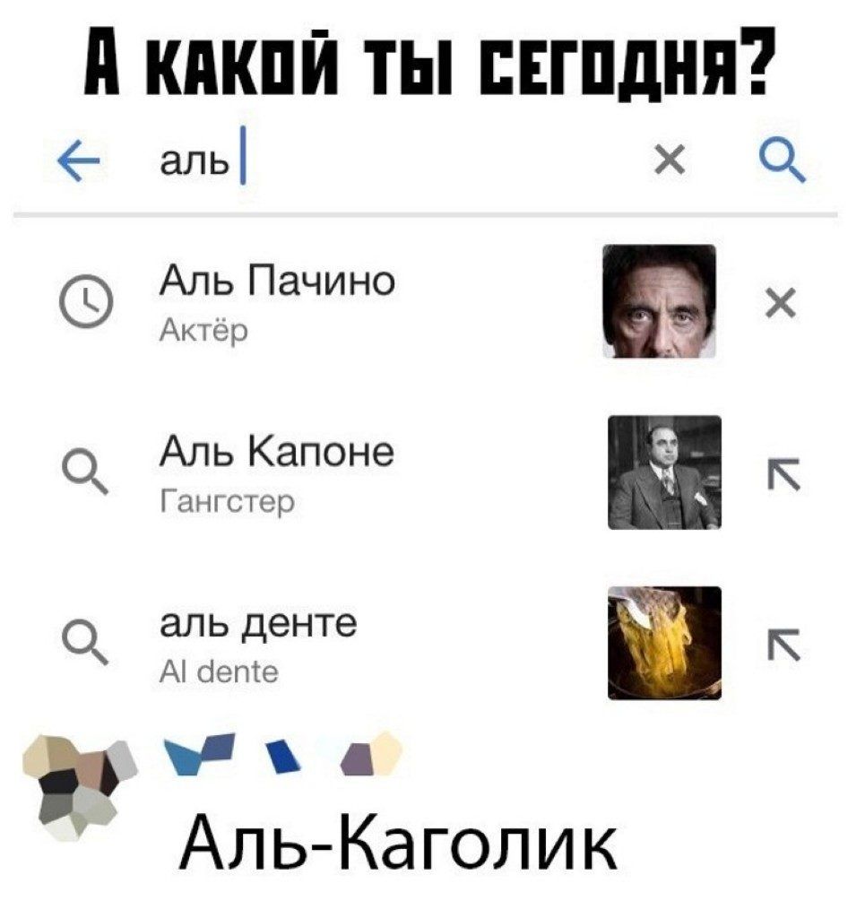 п кпкпи ты пЕгпдня аль Х 0 Аль Пачино Х Актёр Аль Капоне О Гангстер к альденте О Аібепге К Аль Каголик