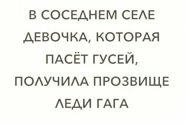 в соседнем СЕАЕ ДЕВОЧКА КОТОРАЯ ПАСЁТ гусей ПОАУЧИАА ПРОЗВИЩЕ АЕАИ ГАГА