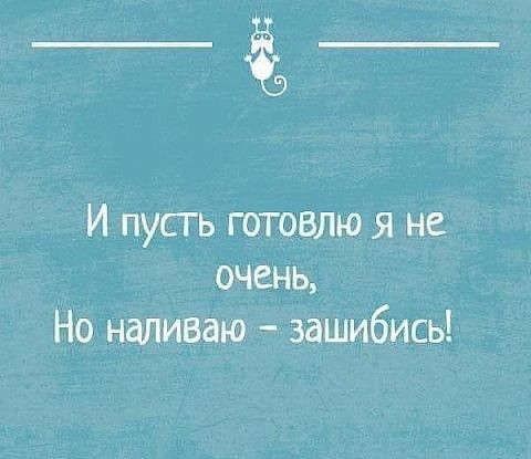____ И пусть готовлю я не очень Но наливаю зашибись