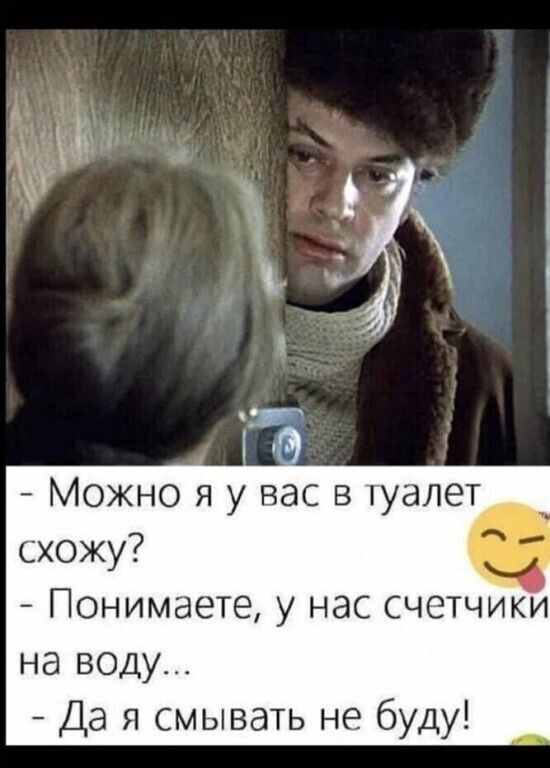 Можно я у вас в туалет Понимаете у нас счетчики на воду Да я смывать не буду