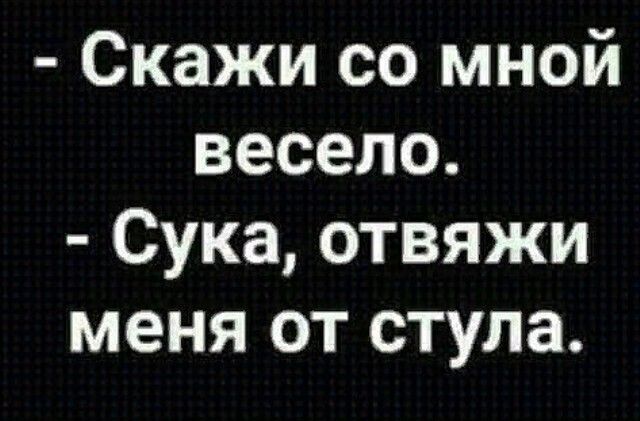 Скажи со мной весело Сука отвяжи меня от стула