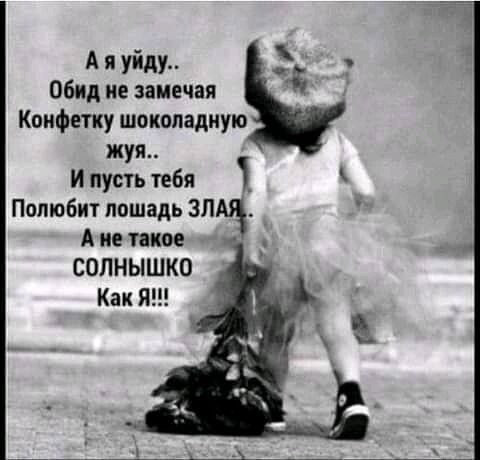 А я уйду обид не замечая Коифетку шоколадную жук И пусть тебя Полюбит лошадь ЗЛ _ А не такое СОЛНЫШКО Как Я