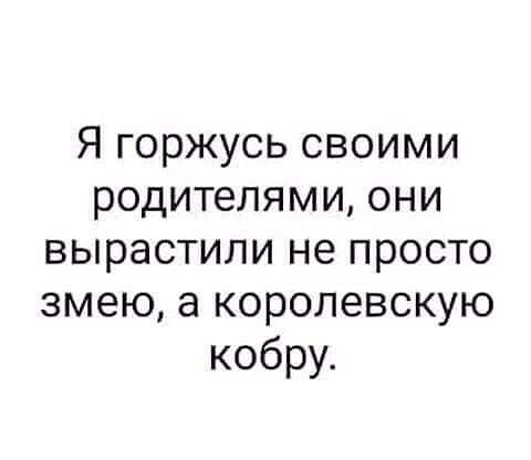 Я горжусь своими родителями они вырастили не просто змею а королевскую кобру