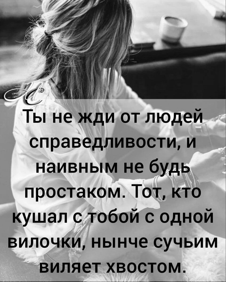 Ты не жди от людей справедливости и наивным не будь простаком Тот кто кушал с тобой с одной вилочки нынче сучьим виляет хвостом