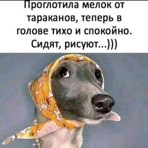 роглотила мелок от тараканов теперь в голове тихо и спокойно Сидят рисуют
