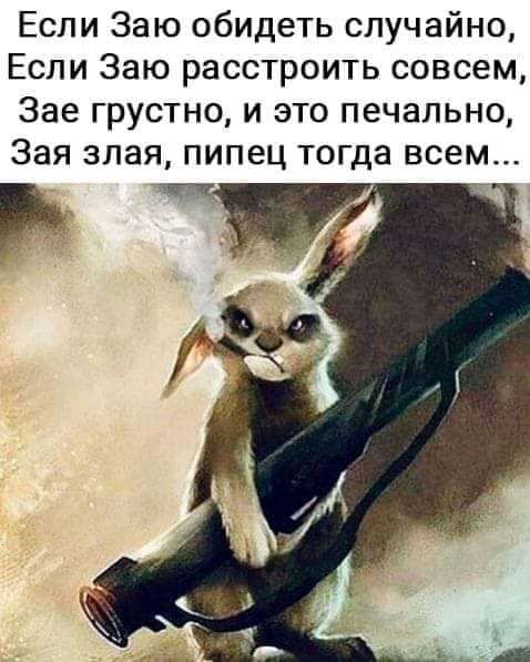 Если Заю обидеть случайно Если Заю расстроить совсем Зае грустно и это печально Зая злая пипец тогда всем и