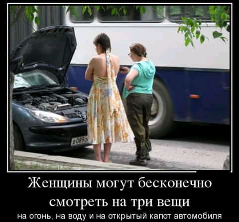 Женщины могут бесконечно смотреть на три ВСЩИ на стань на виду и на открытыи капот автомобипя
