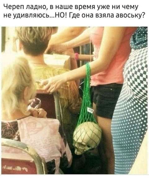 Череп ладно в наше время уже ни чему не удивляюсьН0 Где она взяла авоську