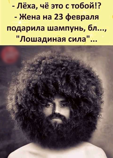 Лёха чё это с тобой Жена на 23 февраля подарила шампунь бл Лошадиная сила