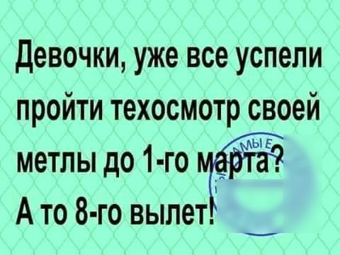 Девочки уже все успели пройти техосмотр своей метпы до 1 го А то 8 го вылет