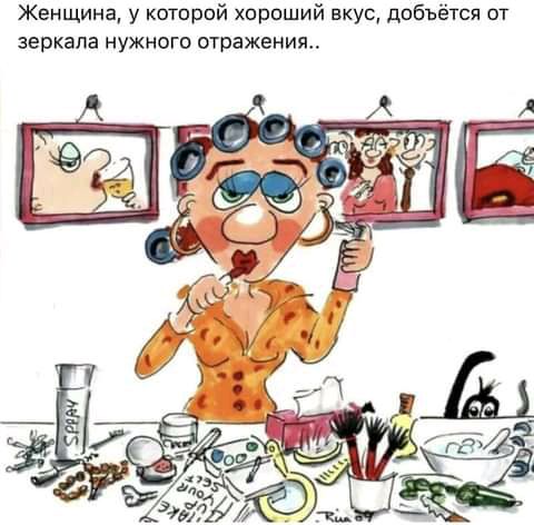 Женщина у которой хпраший вкус добьётся от зеркала нужного отражения