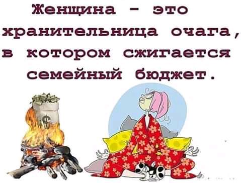 Женщина это хранительница очага в котором сжигается семейный бюджет