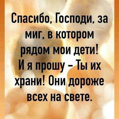 о о 7 Спасибо Господи за миг в котором ряд мои дети И я ошу Ты их храни Они дороже всех на свете
